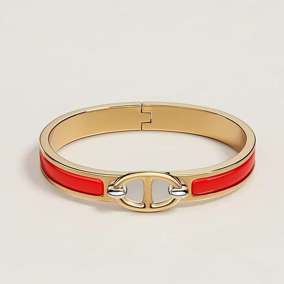 Hermes bracelet Bangle Mini Clic Chaine d'Ancre PM red gold rouge jumping RARE - Picture 5 of 11